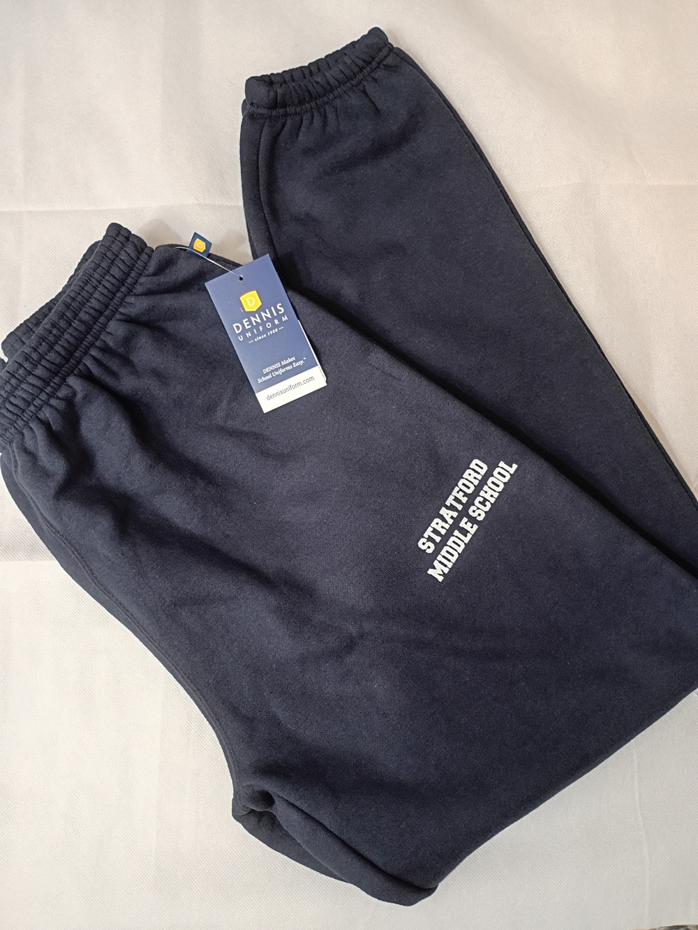 Stratford Middle School Navy Sweatpants with White Logo NWT